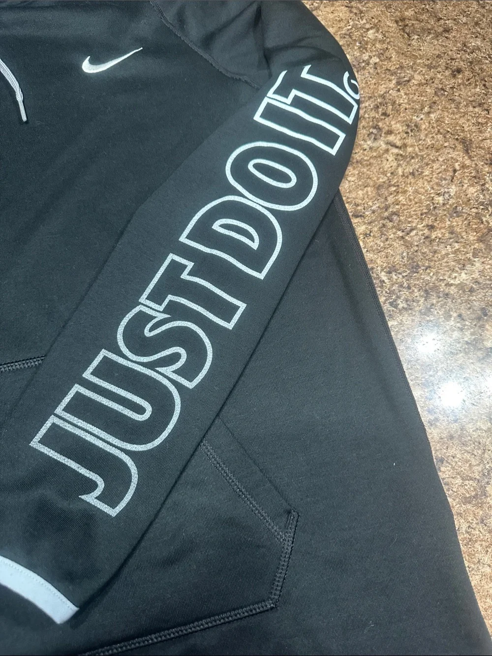 WORN ONCE Nike Black Hoodie Just Do It on Sleeve Medium
